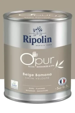 Peinture Murs, Boiseries, Radiateurs RIPOLIN OPur Satin velouté Beige bamana NP Bon Marché