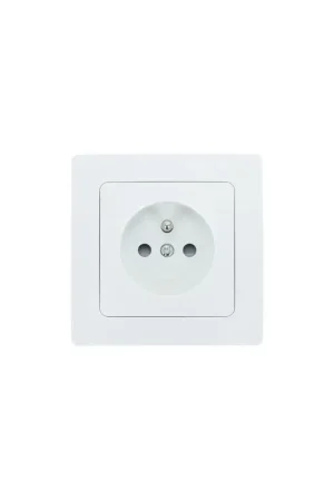 Prise encastrable bipolaire avec broche de terre et plaque de finition blanc 6 pièces PROFILE Meilleur Choix