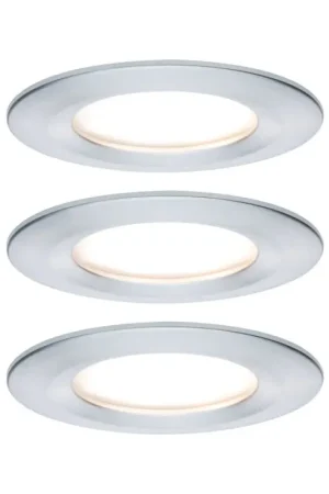 Petit Prix Spot encastrable LED Nova aluminium blanc chaud IP44 6 W 3 pièces PAULMANN