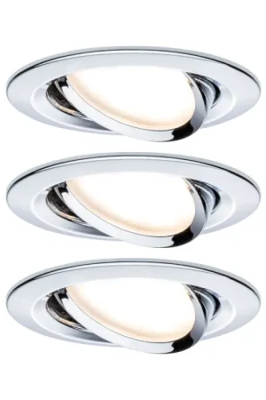Prix Bas Spot encastrable LED Nova chrome GU10 blanc chaud IP23 6,5 W 3 pièces PAULMANN