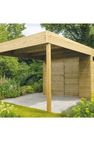 Must-Have Abri de jardin en bois Marsala traité 19 mm 2,99 x 1,99 + 2,87 m SOLID