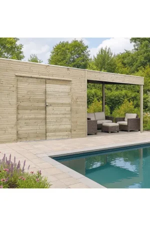 Abri de jardin en bois Amalfi traité 19 mm 2,99 + 2,87 x 1,99 m SOLID Acheter En Ligne