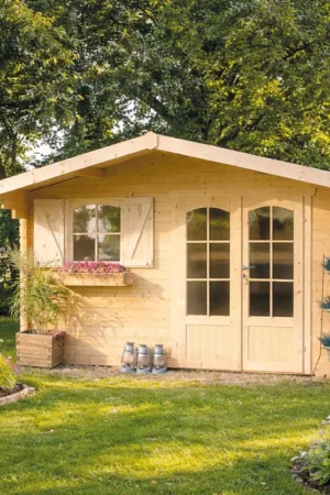 Abri de jardin en bois Morzine traité 40 mm 3,88 x 3,28 m SOLID Dernier Modèle