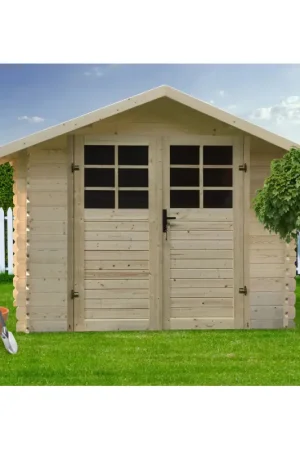 Abri de jardin en bois traité 28 mm 2,98 x 2,98 m SOLID Commande En Gros