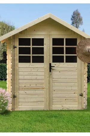 Abri de jardin en bois traité 28 mm 1,98 x 1,98 m SOLID Authentique
