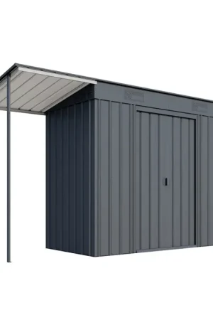 Certifié Abri de jardin en métal Skillion double porte gris anthracite 3,25 x 1,24 x 1,99 m GLOBEL