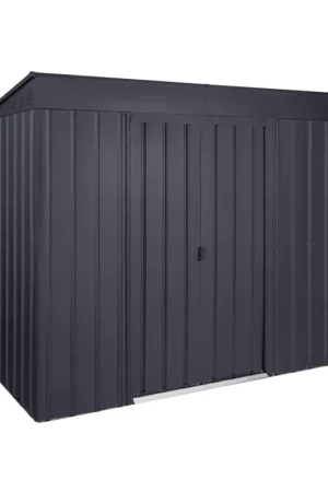 Abri de jardin en métal Skillion double porte gris anthracite 2,42 x 1,24 x 1,99 m GLOBEL Remise