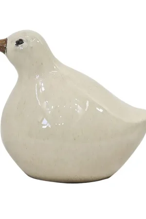 Réduction Oiseau en céramique émaillée crème 25,5 x 20 x 23 cm