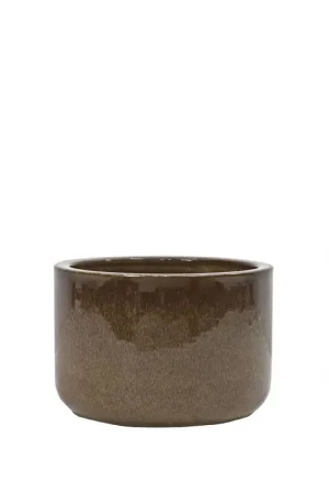 Bon Plan Pot en terre cuite Glazed brun Ø 18 x 12 cm
