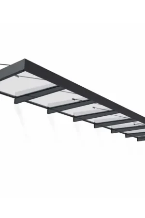 Haute Qualité Marquise de porte Sophia XL gris foncé 660 x 140 cm CANOPIA