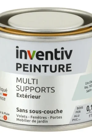 Bon Marché Peinture multi-supports gris clair satiné 0,125 L INVENTIV