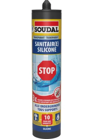 Silicone sanitaire Stop transparent 0,29 L SOUDAL Paiement Sécurisé