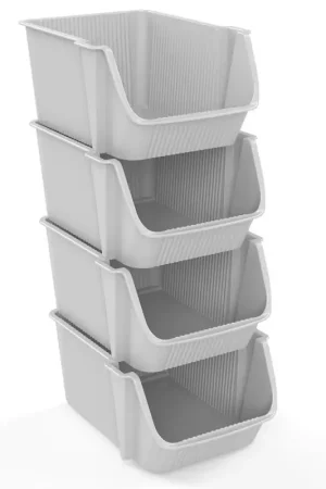 Box de rangement empilable Fly Tower 4 pièces blanche SUNDIS Satisfait Ou Remboursé