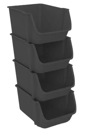 Box de rangement empilable Fly Tower 4 pièces anthracite SUNDIS Jusqu'à Épuisement Des Stocks