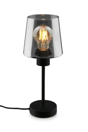 Lampe de table en verre fumé 35,5 cm E27 10 W BRILONER Haute Qualité