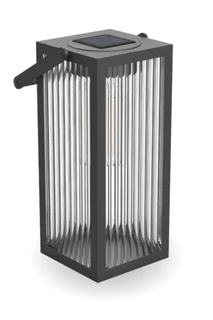 Retour Gratuit Lanterne LED solaire en verre ciselé et métal noire XANLITE