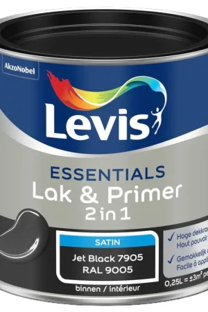 Offre Spéciale Laque & Primer 2-en-1 Essentials noir jet 0,25 L LEVIS