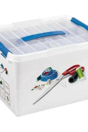 Nouvel Arrivage Boîte à coudre Q-Line blanc et bleu 22 L SUNWARE