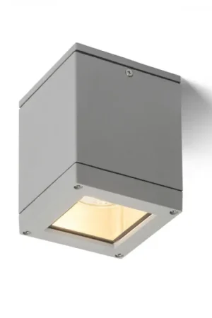Plafonnier d'extérieur QUADRA M gris argent 230V LED E27 8W IP54 Prix Réduit