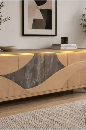 EFILADE CHENE ET CERAMIQUE AVEC ECLAIRAGE Dernier Modèle