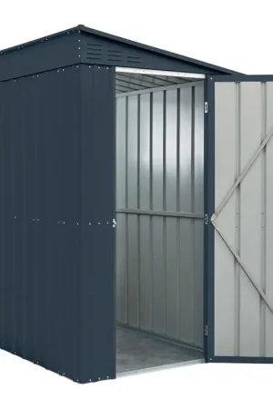 Abri de jardin adossé en tôle anthracite avec porte battante - Dotto Achetez Aujourd'hui