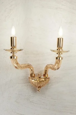 Applique murale classique 2 lumières en verre et métal Rigaton faits à la main - Fievole Dernier Modèle
