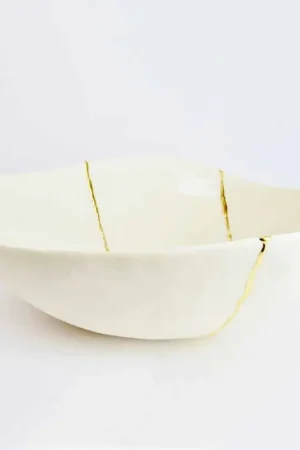 Bols en porcelaine blanche et feuille d'or design de luxe italien - Cicatroro Commande En Gros