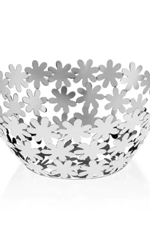 Centre de Table Design en Métal Argenté et Décoration Fleurie Luxe - Terraceo Solde