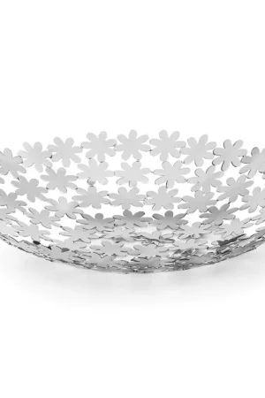 Bon Plan Centre de Table Vide Poche Ronde en Métal Argenté Décoration Fleur - Terraceo