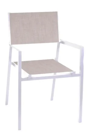 Prix Promo Chaise de jardin empilable en textilène beige et aluminium - Foglio