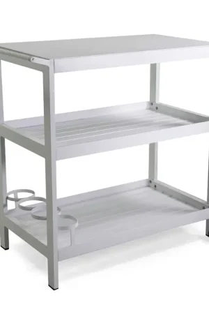 Chariot en aluminium avec différentes finitions avec roues et 3 étagères - Tente Prix Bas