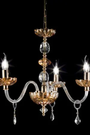 Lustre 3 lumières en cristal et verre Belle, de style classique Meilleure Vente