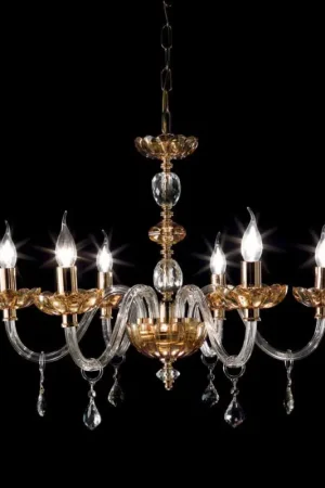 Lustre 6 lumières en verre et cristal Belle, de design classique Remise