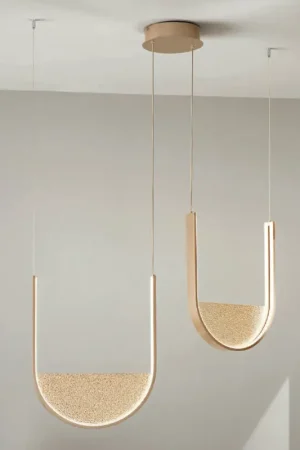 Lustre à 2 LED avec insert amovible en verre granulé - Catalpa Acheter Direct