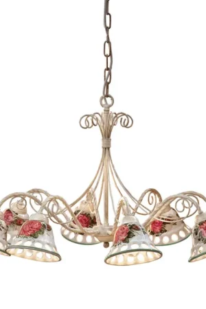 Lustre en céramique fait main à 8 lumières avec Passanastri - Naples Usine Directe
