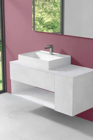 Meuble de salle de bain design suspendu avec lavabo à poser de style moderne - Pistillo Vente Directe