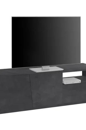 Meuble TV Bois Design 2 Portes 1 Tiroir et Compartiment Ouvert - Joris Expédié Aujourd'hui