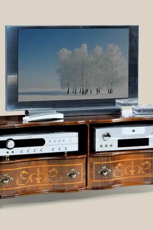 Authentique Meuble TV classique en bois de noyer de luxe fabriqué en Italie - Prince