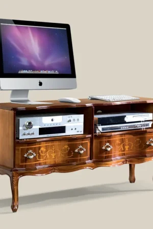 Nouvel Arrivage Meuble TV en Bois 2 Tiroirs Style Classique Fabriqué en Italie - Prince