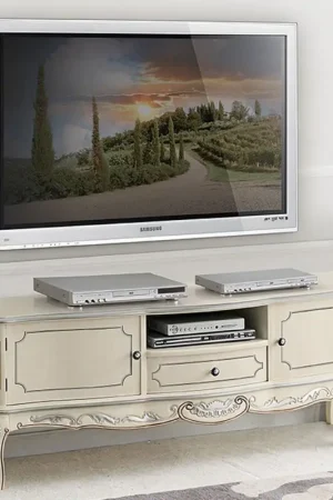 Meuble TV en bois avec pieds de style classique Made in Italy - Chantilly Promotion Saisonnière