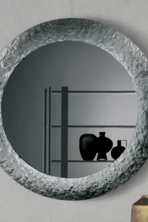 Miroir avec cadre en verre martelé, dos argenté, fabriqué en Italie - Basilia Meilleure Vente