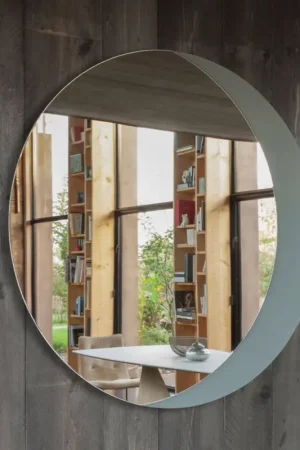 Acheter Direct Miroir avec fond en verre laqué gris tourterelle gravé fabriqué en Italie - Origan