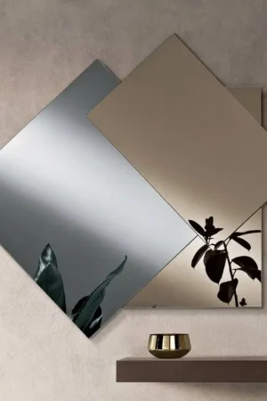 Miroir composé de 3 plaques superposées, 2 en bronze et 1 fumée - Armida Authentique