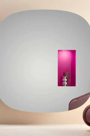 Miroir mural avec lumière LED et compartiment rose Design de luxe Made in Italy - Matrix Offre Du Jour