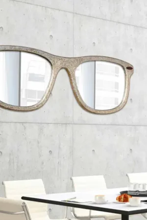 Quantité Limitée Miroir mural décoratif en forme de lunette Glass, décoré à la main