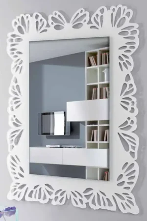 Top Vente Miroir mural en plexiglas blanc avec cadre rectangulaire décoré - Alidifarf