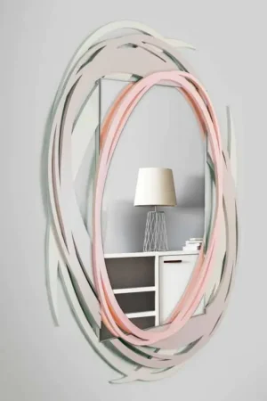 Retour Gratuit Miroir mural moderne avec design décoratif en bois coloré - Orbita