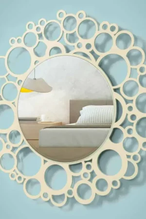 Seulement Aujourd'hui Miroir mural rond en bois brun de design moderne avec cadre - Bombo