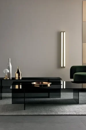 Paire de tables basses modernes en verre fumé fabriquées en Italie - Sestola Nouvel Arrivage
