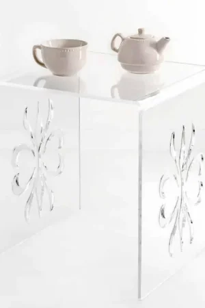 Petite table de salon design en plexiglas transparent, Mandas Offre Exclusive